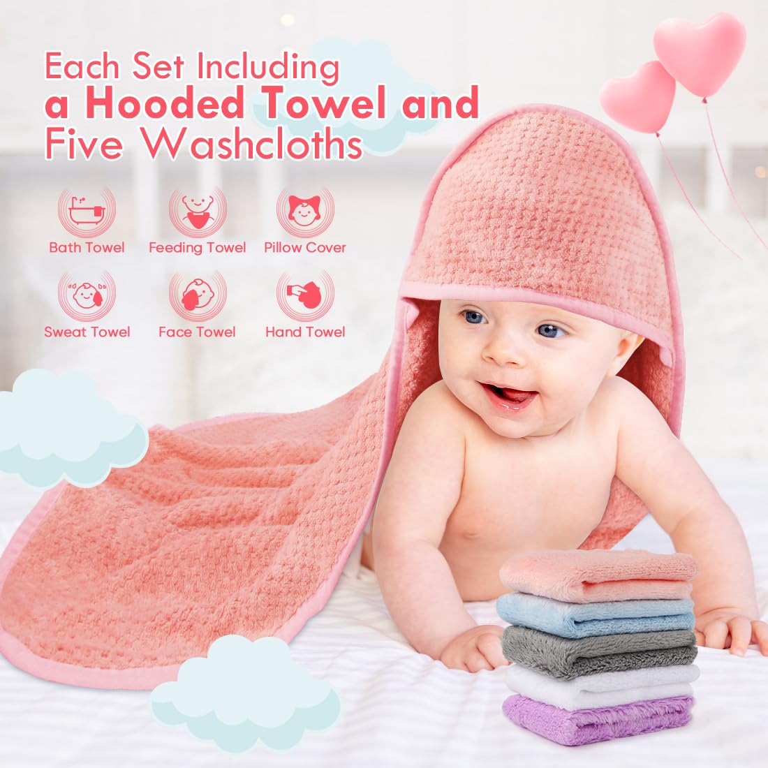 Hooded Towel and Washcloths