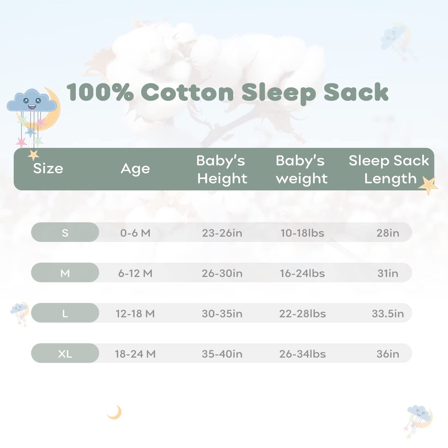 Yoofoss Baby Sleep Sack 0-6 Months - Tots Treasure Trove