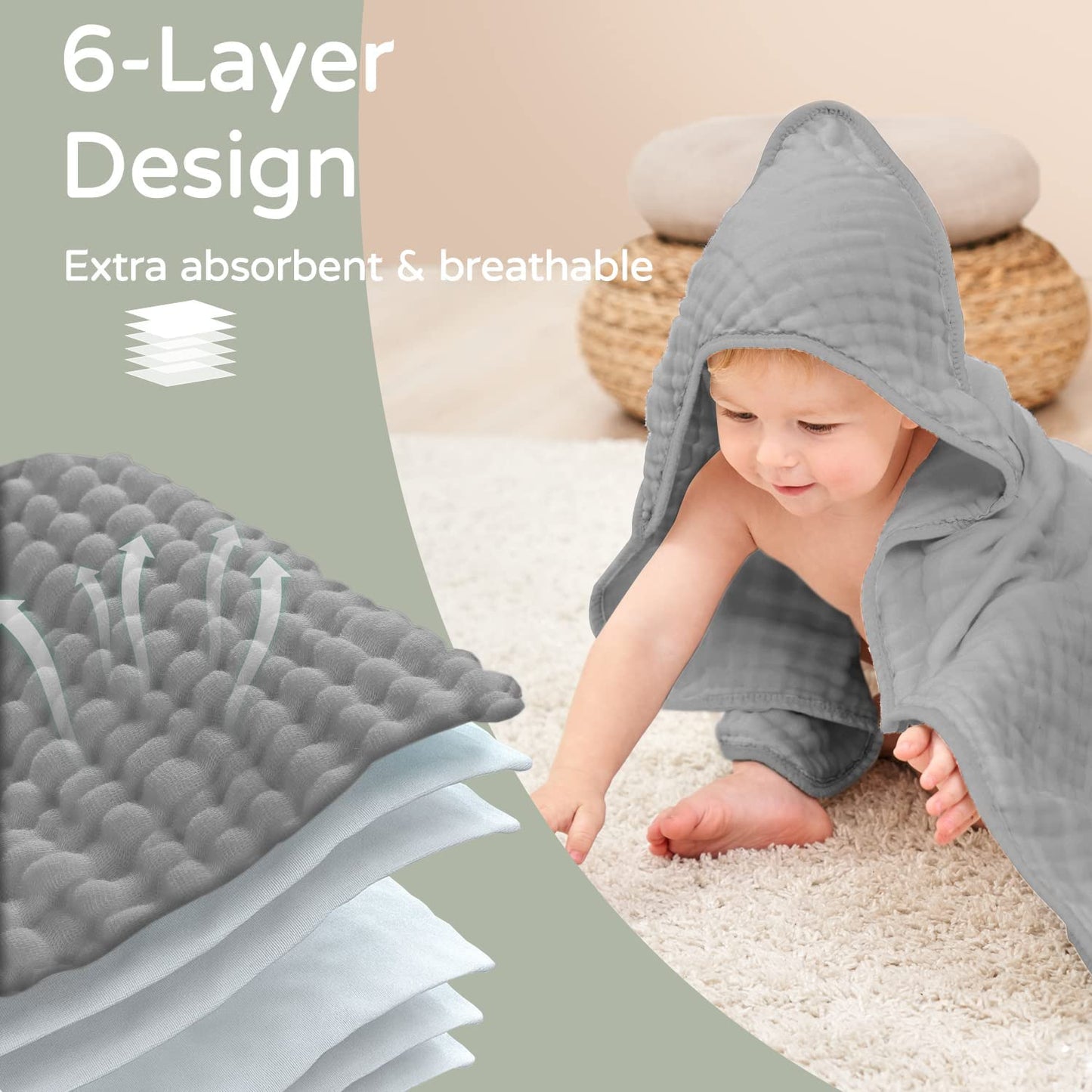 Yoofoss Hooded Baby Towels - Tots Treasure Trove