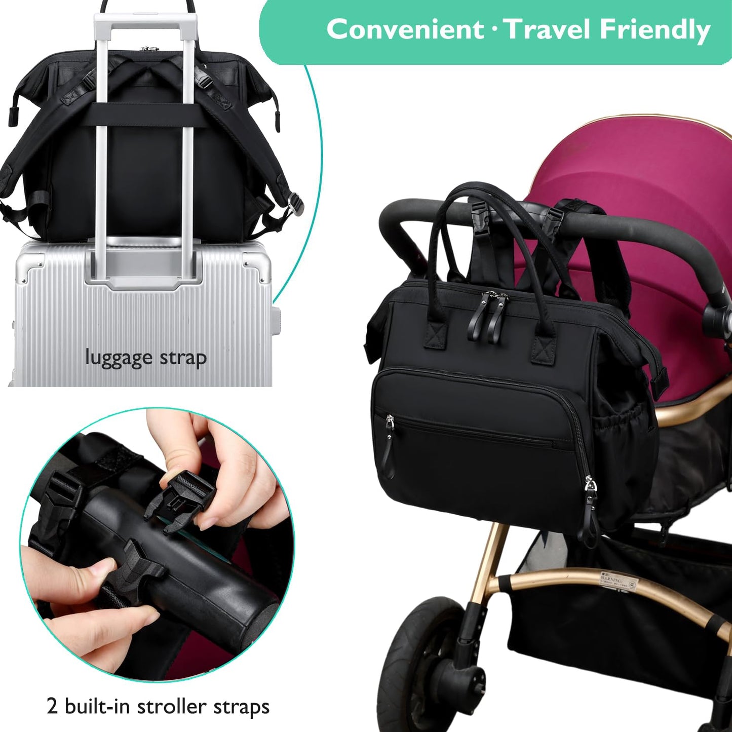LORADI Convertible Diaper Bag Tote - Tots Treasure Trove