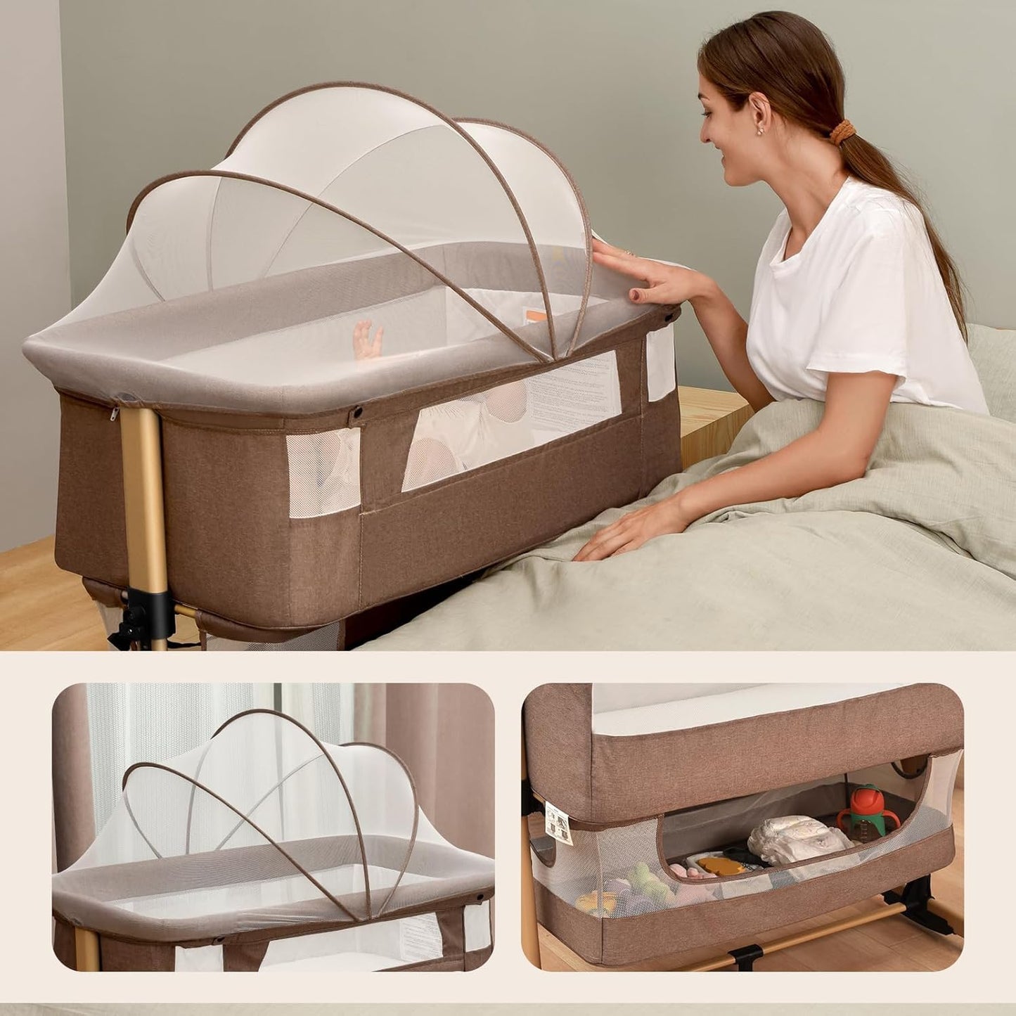 3 in 1 Baby Bassinet Bedside Crib - Tots Treasure Trove