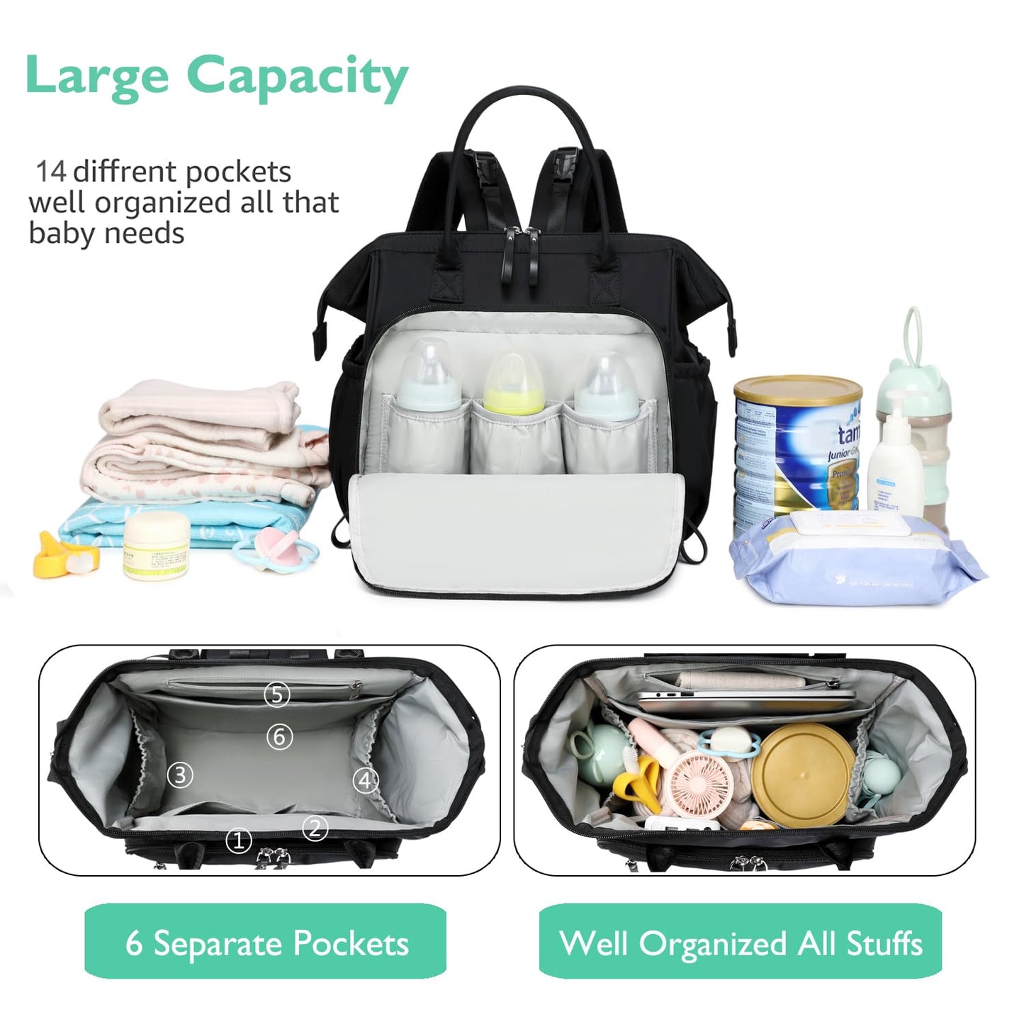 LORADI Convertible Diaper Bag Tote - Tots Treasure Trove