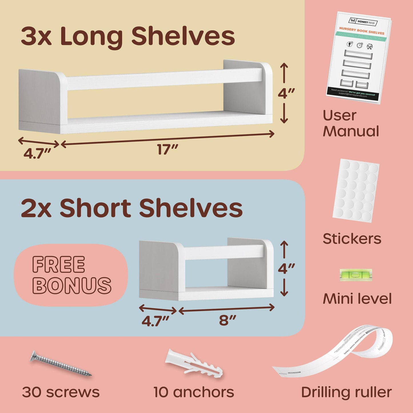 5-in-1 Floating Book Shelves