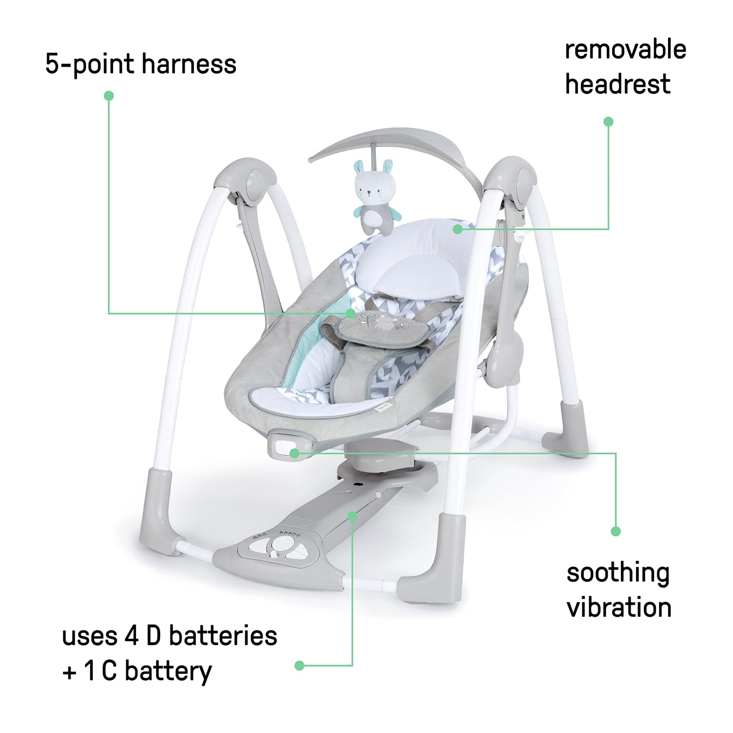 Ingenuity ConvertMe 2-in-1 Compact Portable Automatic Baby Swing - Tots Treasure Trove