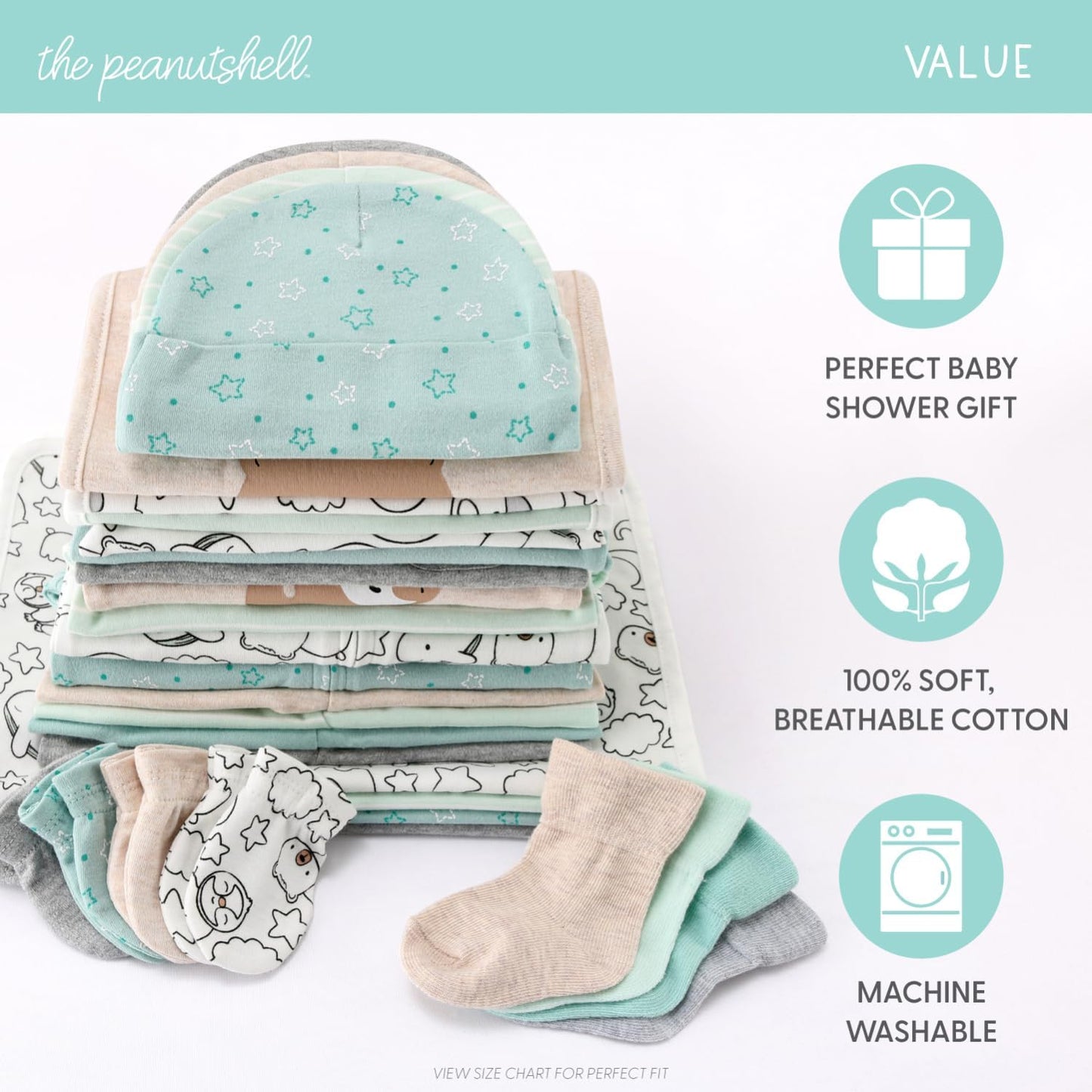 The Peanutshell Baby Layette Gift Set for Baby Boys or Girls - Tots Treasure Trove