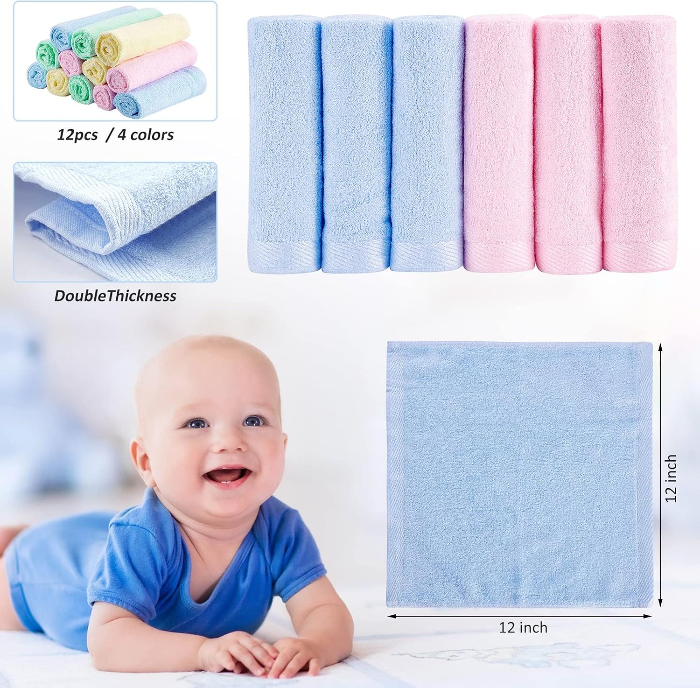 MUKIN Baby Bamboo Washcloths, Baby Face Towels - Tots Treasure Trove