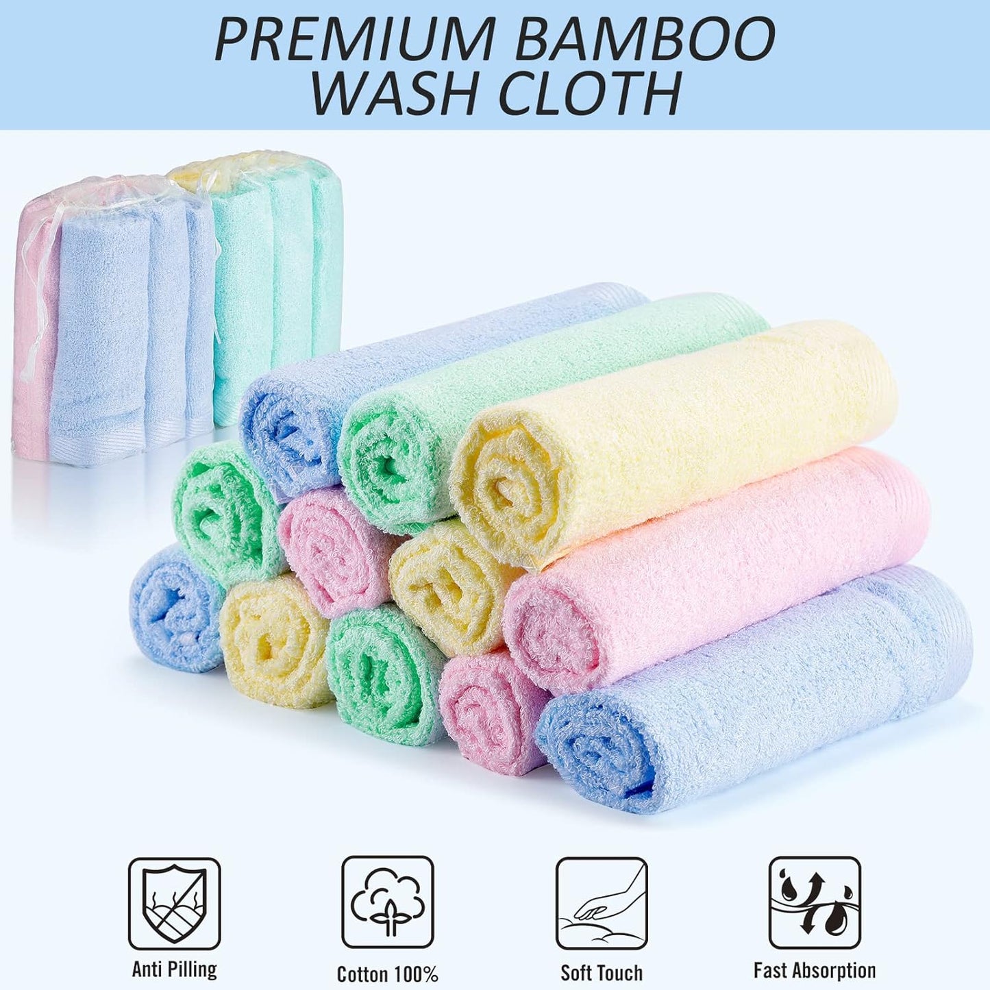 MUKIN Baby Bamboo Washcloths, Baby Face Towels - Tots Treasure Trove