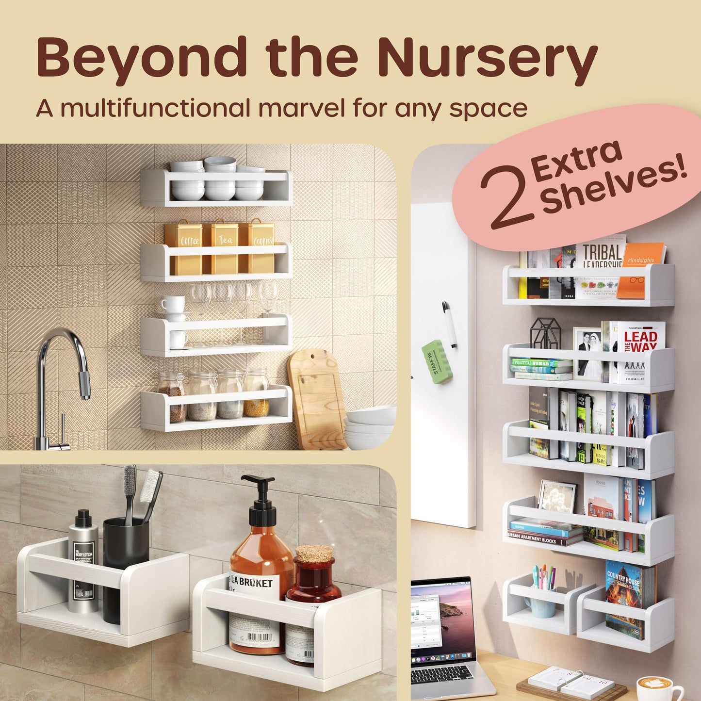 5-in-1 Floating Book Shelves