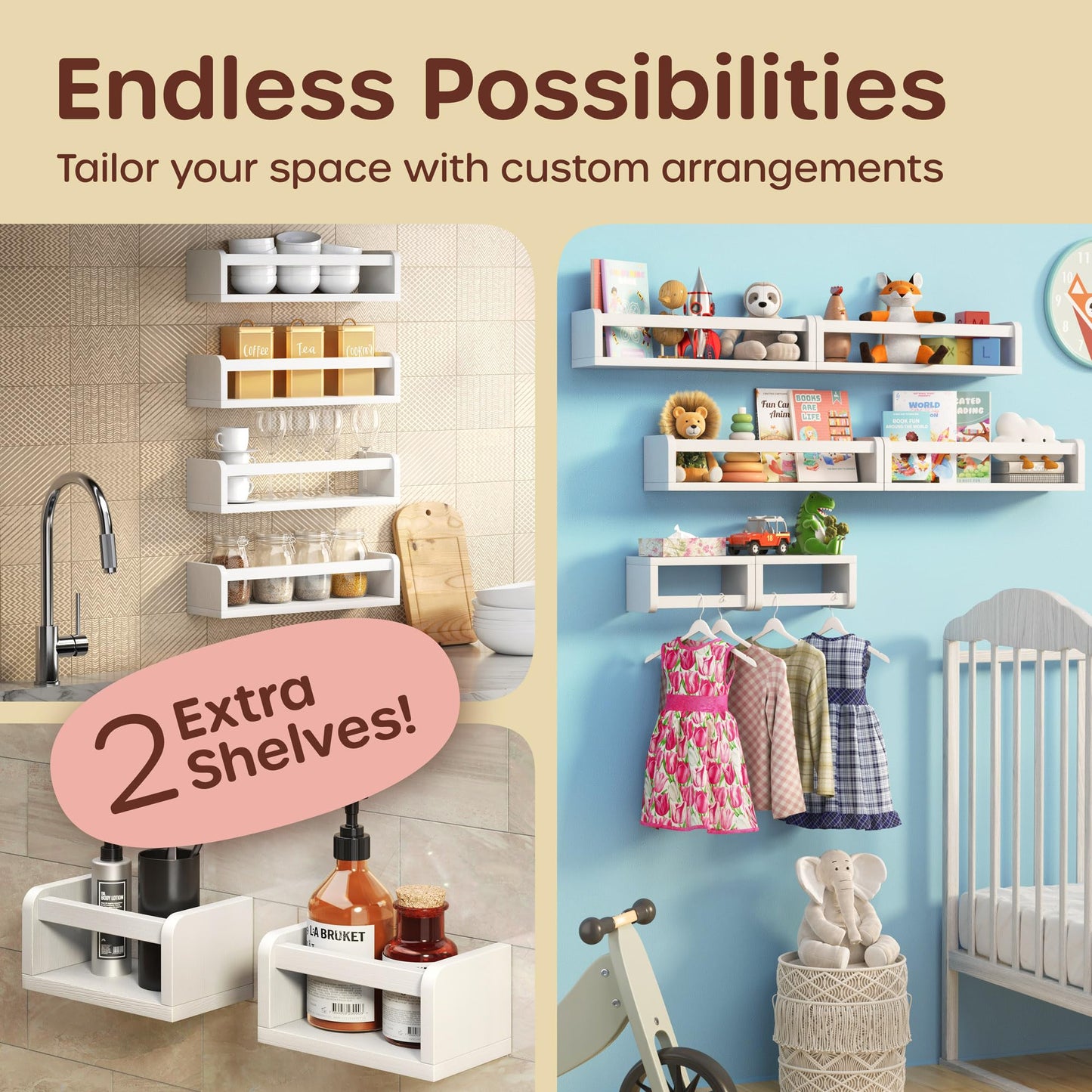 5-in-1 Floating Book Shelves