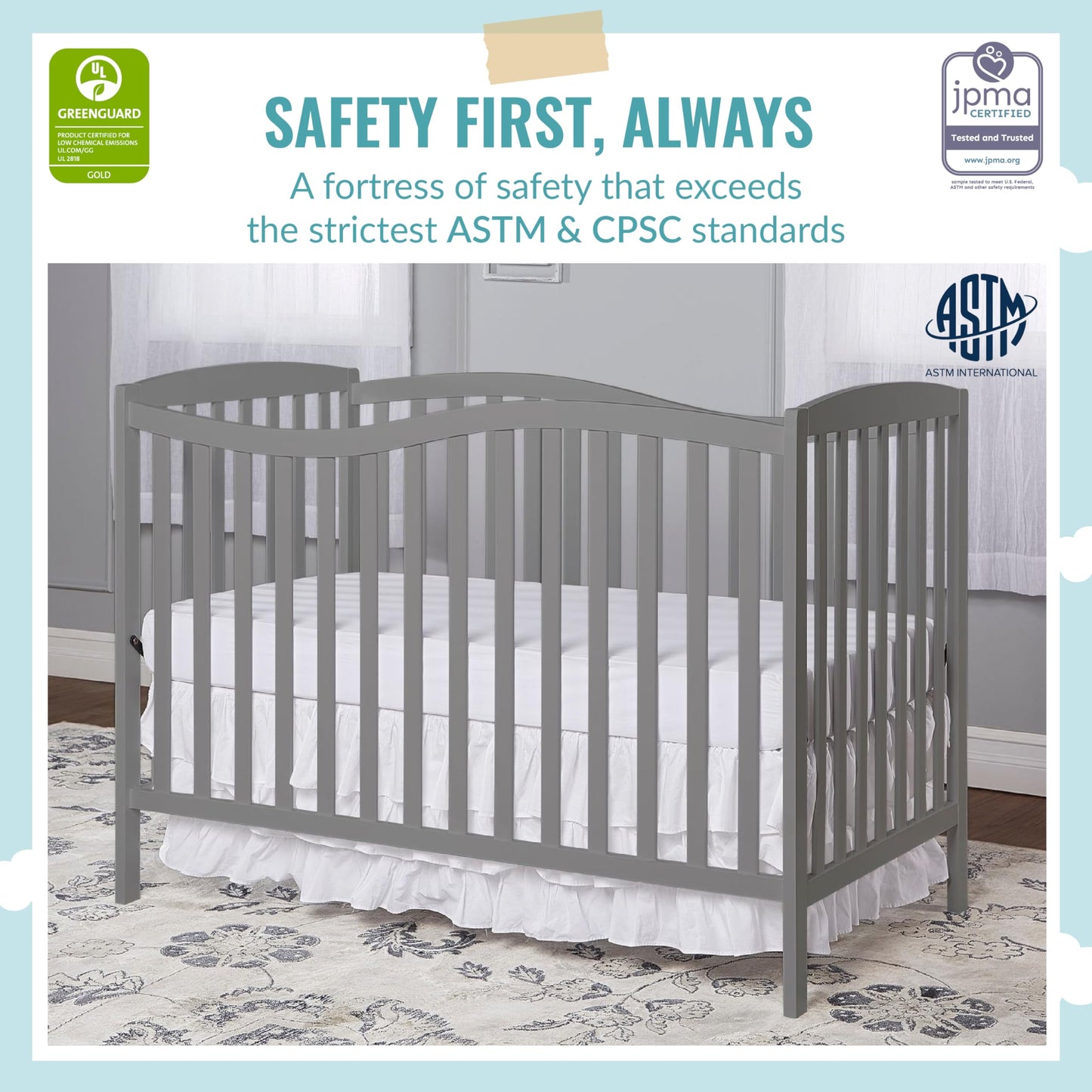 Dream On Me Chelsea 5-In-1 Convertible Crib - Tots Treasure Trove
