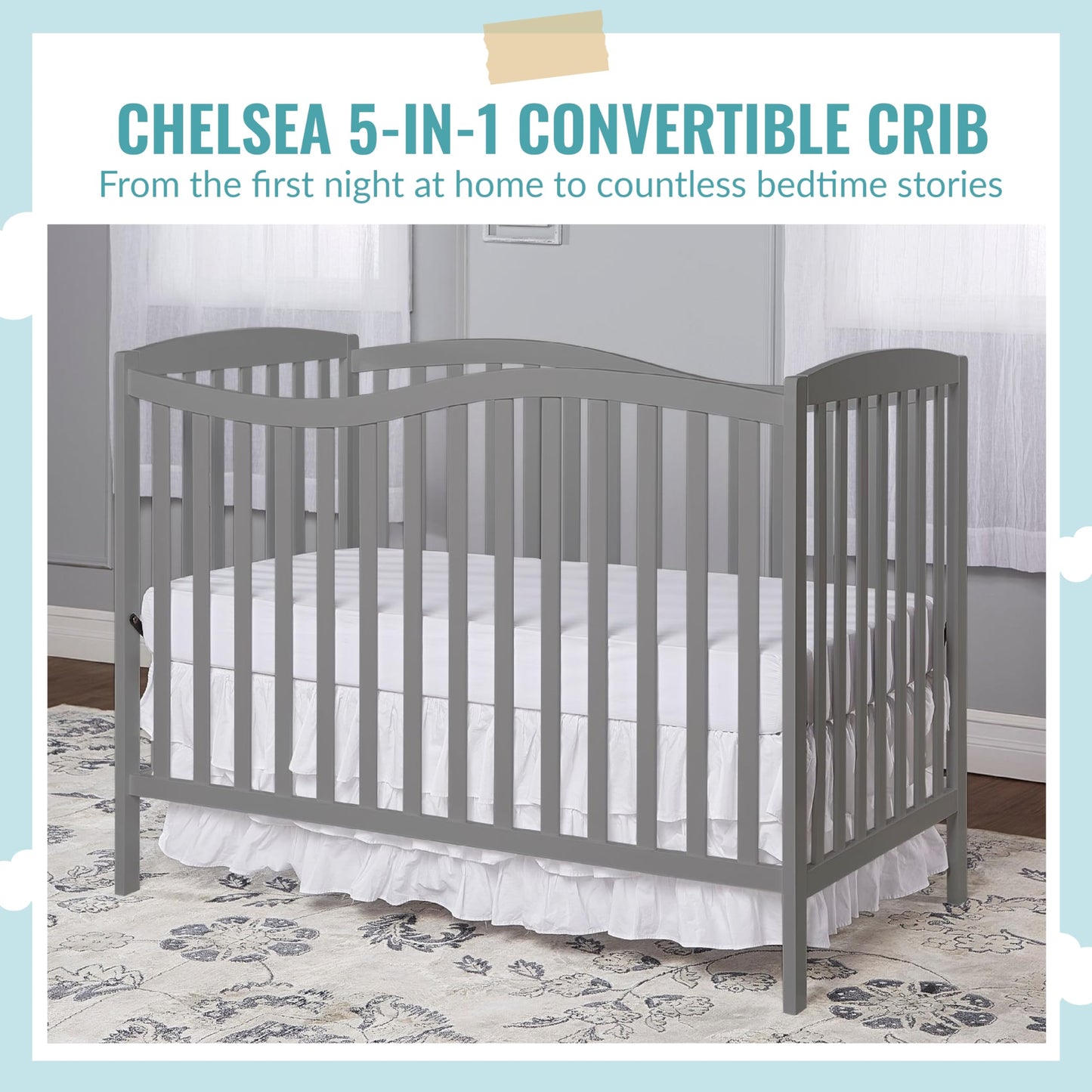Dream On Me Chelsea 5-In-1 Convertible Crib - Tots Treasure Trove