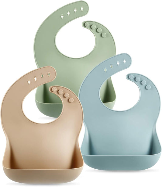PandaEar Set of 3 Cute Silicone Baby Bibs - Tots Treasure Trove