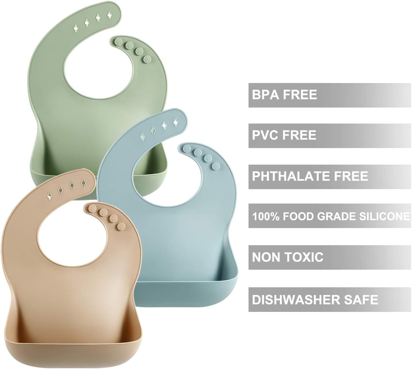 PandaEar Set of 3 Cute Silicone Baby Bibs - Tots Treasure Trove