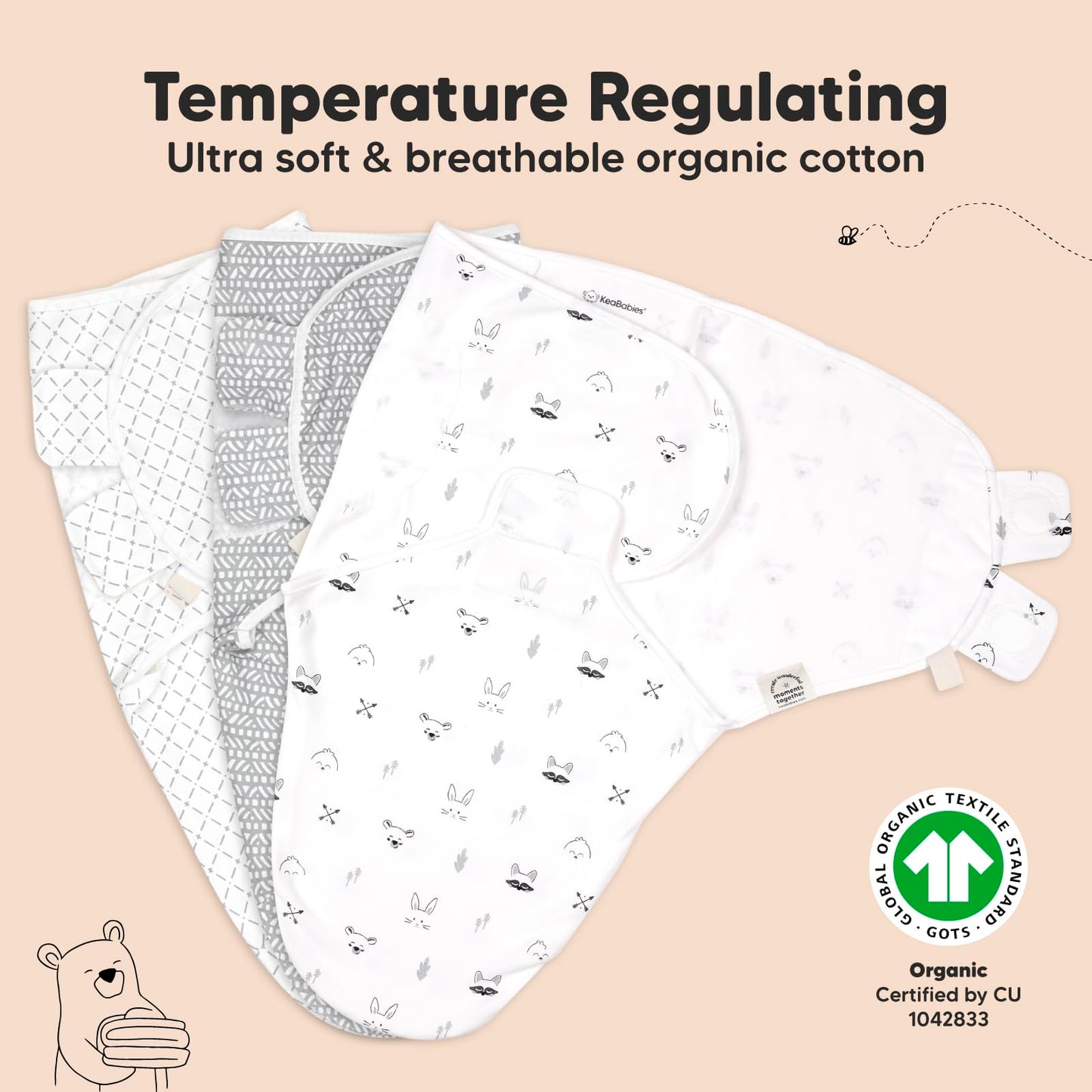 3-Pack Organic Baby Swaddle Sleep Sacks - Tots Treasure Trove