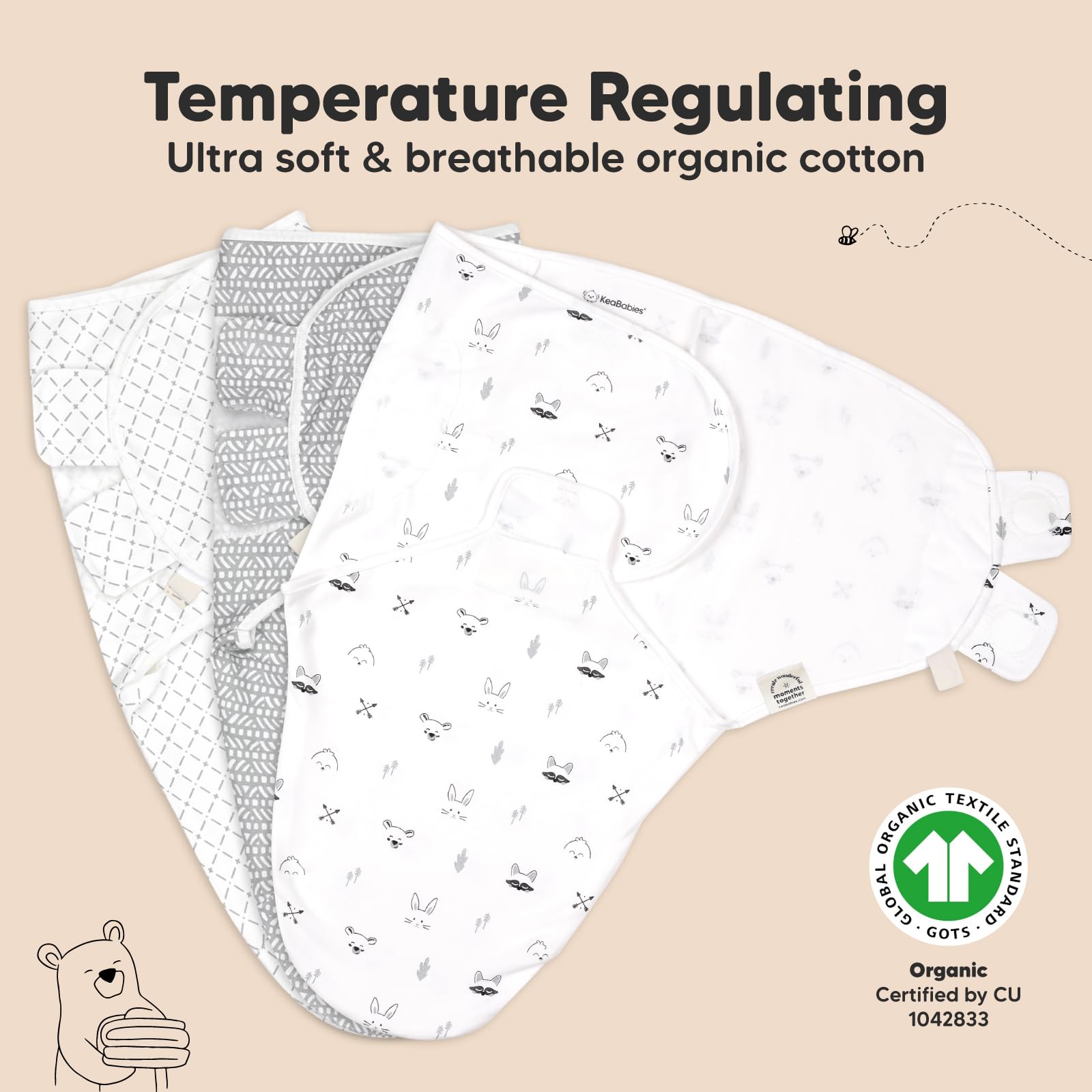 3-Pack Organic Baby Swaddle Sleep Sacks - Tots Treasure Trove