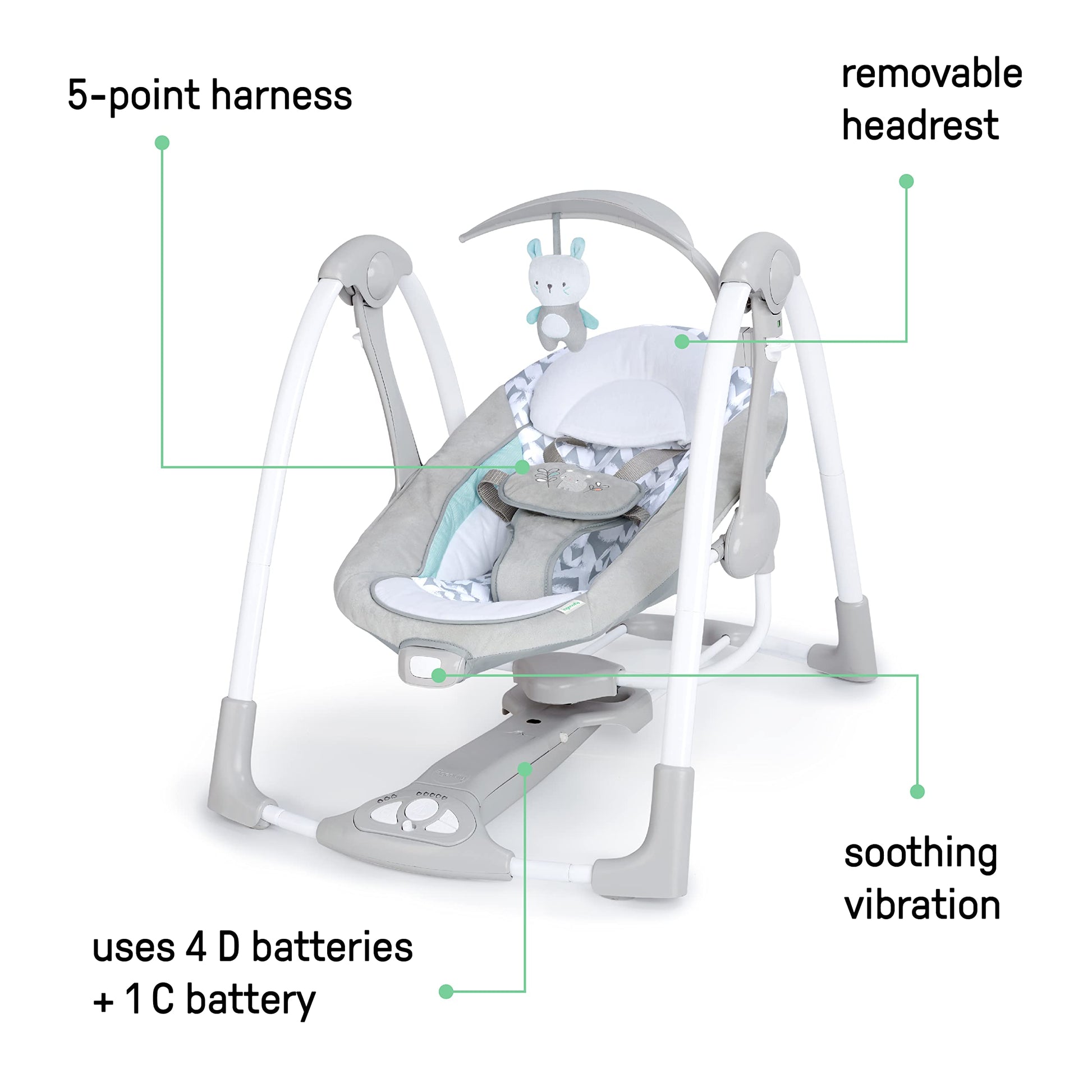 Ingenuity ConvertMe 2-in-1 Compact Portable Automatic Baby Swing - Tots Treasure Trove