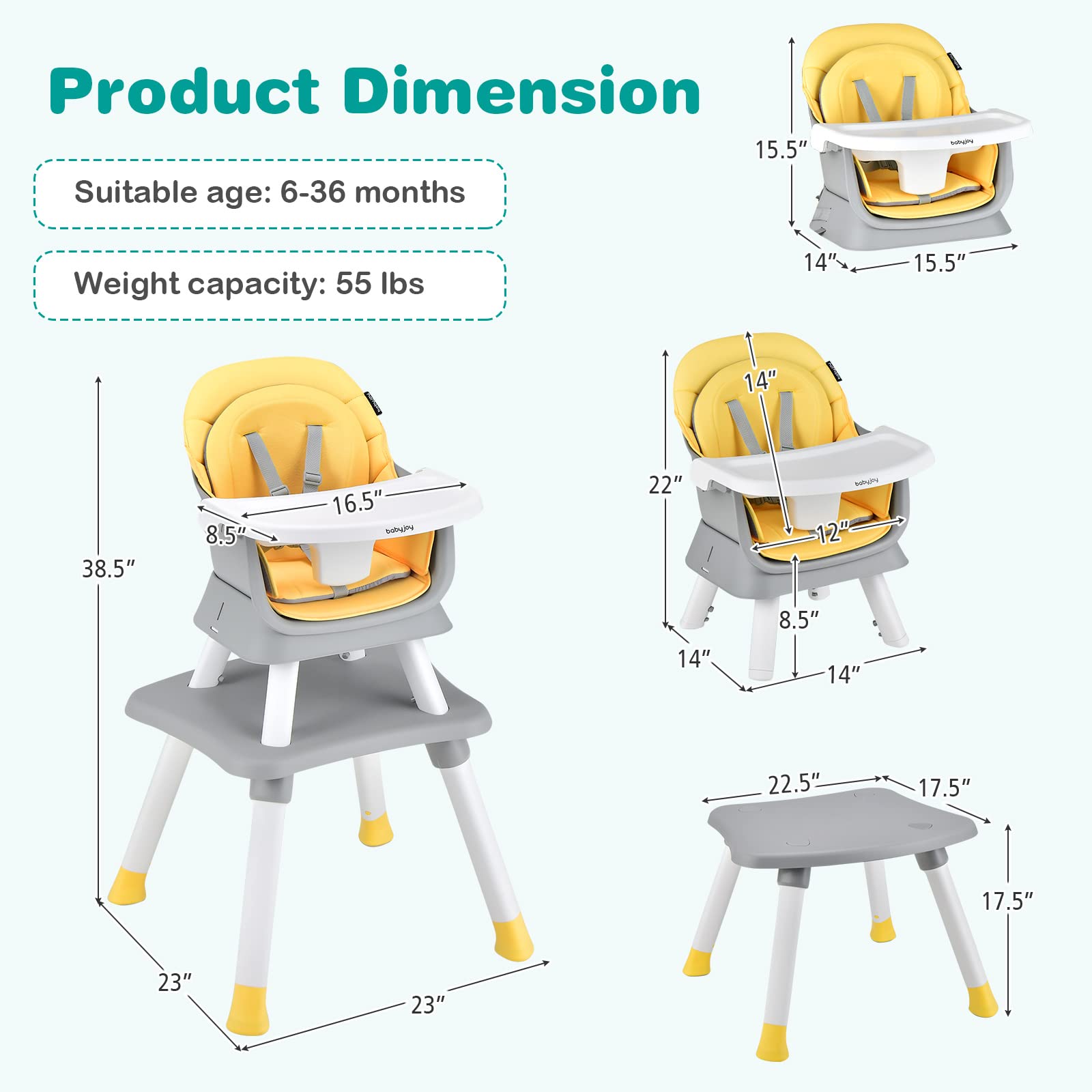 BABY JOY High Chair - Tots Treasure Trove