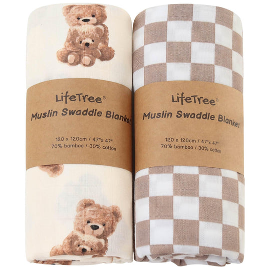 LifeTree Muslin Swaddle Blankets - Tots Treasure Trove