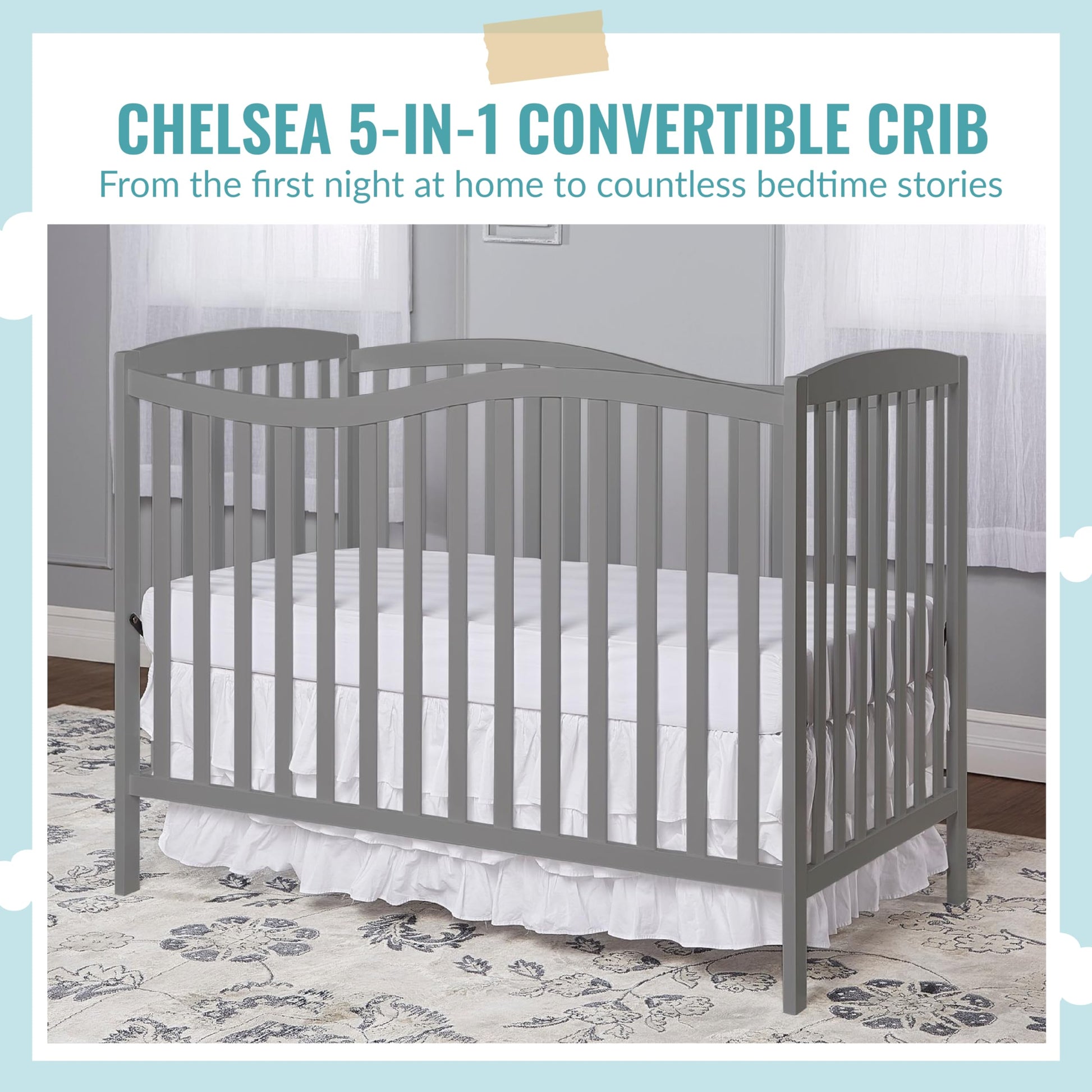 Dream On Me Chelsea 5-In-1 Convertible Crib - Tots Treasure Trove